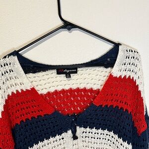 32 Degrees Women's V-Neck Sweater in Red, White, and Blue